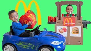 McDonalds Happy Meal Drive Thru Pretend Play With CKN [upl. by Elleira387]