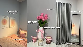 aesthetic and small room makeover  mini room tour  minimal and cozy pinterest inspired 🌷 [upl. by See]