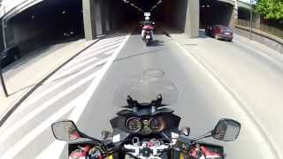 Suzuki VStrom DL1000 with Two Brothers exhaust making noise in the tunnel [upl. by Wardle531]