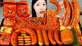 ASMR MUKBANG 직접 만든 불닭볶음면 불닭쌈 소세지 먹방 amp 레시피 FRIED SAUSAGES AND FIRE NOODLES EATING [upl. by Ayita887]