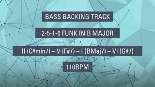 Bass Backing Track Guitar amp Drum Audio Only 2516 Funk Jam In B Major 110BPM [upl. by Lucilia]