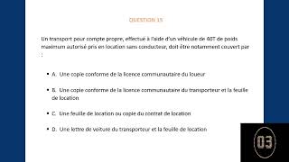 examen capacité transport marchandises 5 QCM [upl. by Otrebile686]