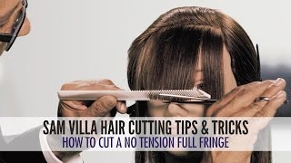 How To Cut A No Tension Full Fringe  Zoey Deschanel Bangs Tutorial [upl. by Maker223]