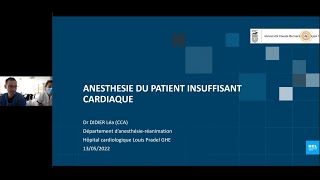 19 Anesthésie de linsuffisant cardiaque Dr Léa Didier HCL [upl. by Aitetel]