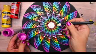 Dot Mandala PINWHEEL Design Step By Step Tutorial  Lydia May [upl. by Hatty]