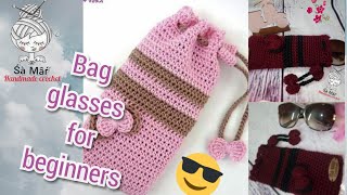 جراب نظارة بالكروشيه للمبتدئين  Crochet glasses case for beginners [upl. by Barrus]