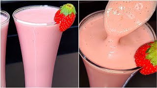 Thick Strawberry Milkshake Without Icecream No Yoghurt  Strawberry Smoothie simple ingredients [upl. by Nidnerb383]