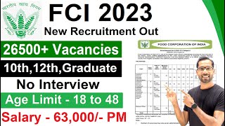 FCI RECRUITMENT 2024  FOOD INSPECTOR RECRUITMENT 2024  FCI NEW VACANCY 2024  GOVT JOBS DEC 2023 [upl. by Weywadt590]