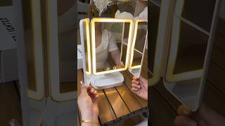 Makeup mirror  LED threecolor lighting mirror  Desktop folding light mirror shorts [upl. by Shaylyn]