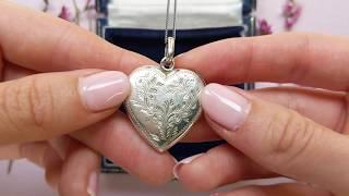 Vintage Silver Heart Locket with adjustable Chain 3717 [upl. by Eillen]