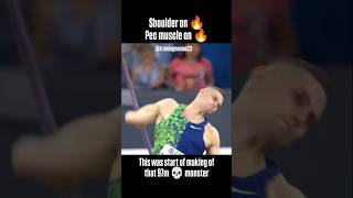 Johannes vetter application of big force on shoulder and chest muscles youtube javelin viral vie [upl. by Etnuhs779]