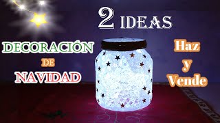 2 ideas creativas de Navidad para decorar frascos de vidrio con diferentes materiales DIY [upl. by Blackmun]