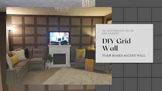 RENTER FRIENDLY FOAM BOARD GRID WALL  FAUX BOARD amp BATTEN ACCENT WALL  FOAM BOARD ACCENT WALL [upl. by Tench944]