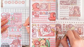 🍰 ASMR RELAXING Creative Aesthetic STICKER Journals Asmr 🌷✨💗 [upl. by Neelcaj519]