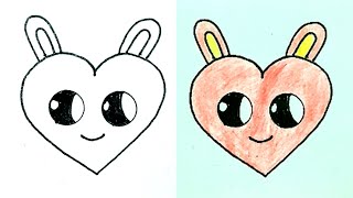 كيف ترسم قلب كيوت وسهل  رسم للاطفال رسم سهل  تعليم الرسم للاطفال  How to draw a cute heart [upl. by Enilekaj]