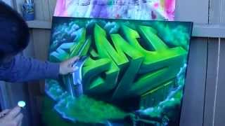 3D Graffiti painting on canvas speed painting iwata Eclipse HPCS [upl. by Ariec]