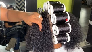 BEAUTIFUL NATURAL HAIR  ROLLER SET [upl. by Haneehs]