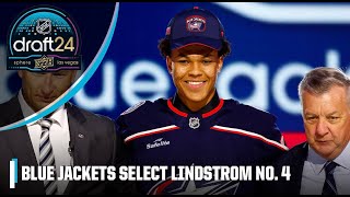 The Columbus Blue Jackets select Cayden Lindstrom with the No 4 pick  2024 NHL Draft [upl. by Odlaumor]