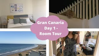 Gran Canaria Hotel Room Tour  Attacked by a Cat Holiday Day 1 [upl. by Kordula]