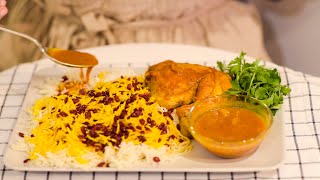 Recipe of my land You will remember the taste of this chicken  Zereshk polo ba morgh [upl. by Rammus]