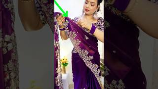 Pallu Pin Tips 💜 beautynstyle saree sareedraping [upl. by Davon]