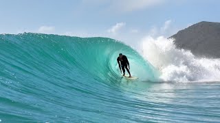 SURFING THE LARGEST SAND ISLAND IN THE WORLD BARRELS JETSKIS AND SHARKS [upl. by Yelsek568]