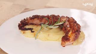 Grilled octopus with sobrasada and mashed potato  Microwave Grill XL  Recipes with Lékué [upl. by Dnartreb]