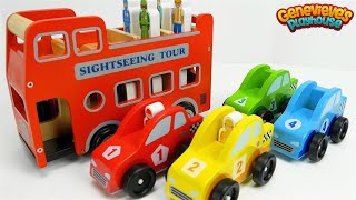 Learn Colors and Community Vehicles Names with fun Wooden Toy Cars [upl. by Thordia]