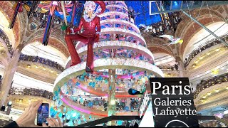 Paris France 🇨🇵  Christmas walk in Paris  Galeries Lafayette  4K HDR 60 fps [upl. by Coady]