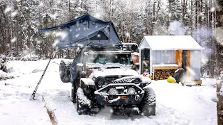 OFF GRID LIVING IN WINTER AND CAMPING IN SNOW [upl. by Ellerahs674]