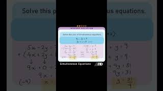 Using ELIMINATION to solve SIMULTANEOUS EQUATIONS maths math mathshorts mathstricks mathstrick [upl. by Enitsenrae]