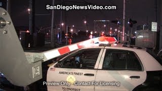 Railroad Crossing Arm Strikes Patrol Car Barrio Logan [upl. by Noyrb]