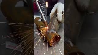 Rusty Pipe Box Threaded TBranch Welding  Smooth OnePass Formation with Handheld Laser Welder [upl. by Ynaffat]