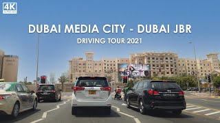 Dubai Media City to Dubai Marina Walk JBR Dubai Driving tour Dubai 4K dubai 💜🇦🇪 [upl. by Barris]