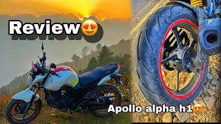 New tyre of fz v1😍Apollo alpha h1 tyre review [upl. by Hedva]