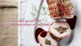 Keurslager recept  Varkenshaas met bospaddenstoelen [upl. by Valaree587]