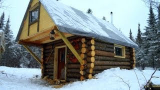 Cozy Log Cabin How I built it for less than 500 [upl. by Ayotol]