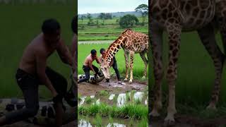 Two men saving giraffe giant python vs giraffe [upl. by Elehcir617]