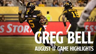 PLAYER HIGHLIGHTS  Greg Bell  Hamilton TigerCats vs Edmonton Elks 170824 [upl. by Reinald]