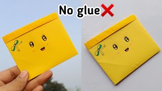 DIY paper pouchOrigami paper bagNo glue paper craftNo glue bag [upl. by Inaj]