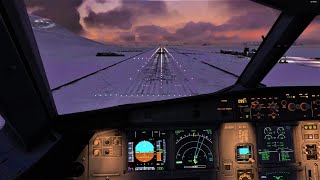 MSFS 2020 ✈ Fenix A320 snowy landing in Longyearbyen RWY 28  Norway [upl. by Doowrehs]