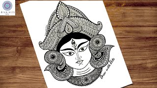 Maa Durga Mandala art easy step by step  easy Mandala art  Navratri drawing  Durga drawing [upl. by O'Doneven]