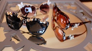 كيف حولت نظاراتي الشمسية من قديمة الى نظارات على الموضة Trendy sunglasses DIY [upl. by Limber]