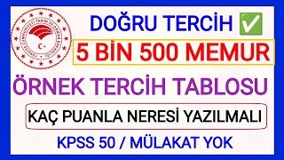 5 BİN 500 MEMUR ALIMI KPSS 50 PUAN ŞARTIYLA DOĞRU TERCİH SÜRECİ TARIM VE ORMAN BAKANLIĞI PUANLAR KAÇ [upl. by Tarazi]