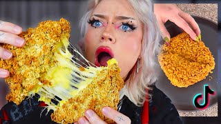 these tik tok food trends are INSANE ramen crusted grilled cheese wtf [upl. by Nareht]