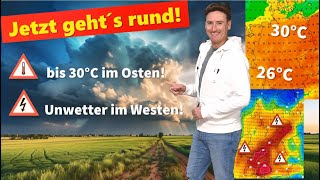 ACHTUNG Unwetter am 1 Mai im Westen im Osten Hochsommer fast 30 °C [upl. by Aenahs]