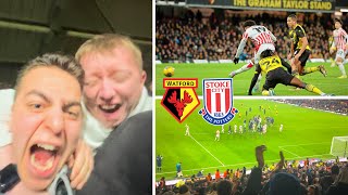 AWAY END CARNAGE at Watford vs Stoke  1500 STOKE FANS GO MENTAL [upl. by Jahdai]