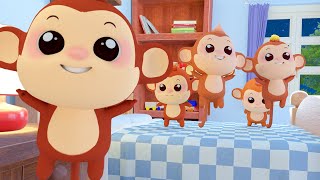 Five Little Monkeys Jumping on the Bed  Nursery Rhyme Childrens Song with Lyrics [upl. by Aiykan]