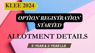 ALLOTMENT DETAILS  KLEE 2024  5 Year amp 3 Year LLB  Kerala Law Entrance Exam klee2024 klee [upl. by Gelb]