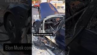 Tesla Caught On Fire Aftermath shortsfeed viralvideo tesla fire [upl. by Lucey]